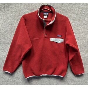 Patagonia Snap T Sweater Men Small Red Pullover Fleece Fall 2009 EUC 09' Hike